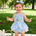 thumbnail image 4 of JUMEYU Baby Girl Romper Dressy Toddler Baby Girl Outfit Romper Jumpsuit Sleeveless Flared Overalls Kids Bell Bottoms 0 3 6 9 12 18 24 Months (Blue,12-18 Months), 4 of 6
