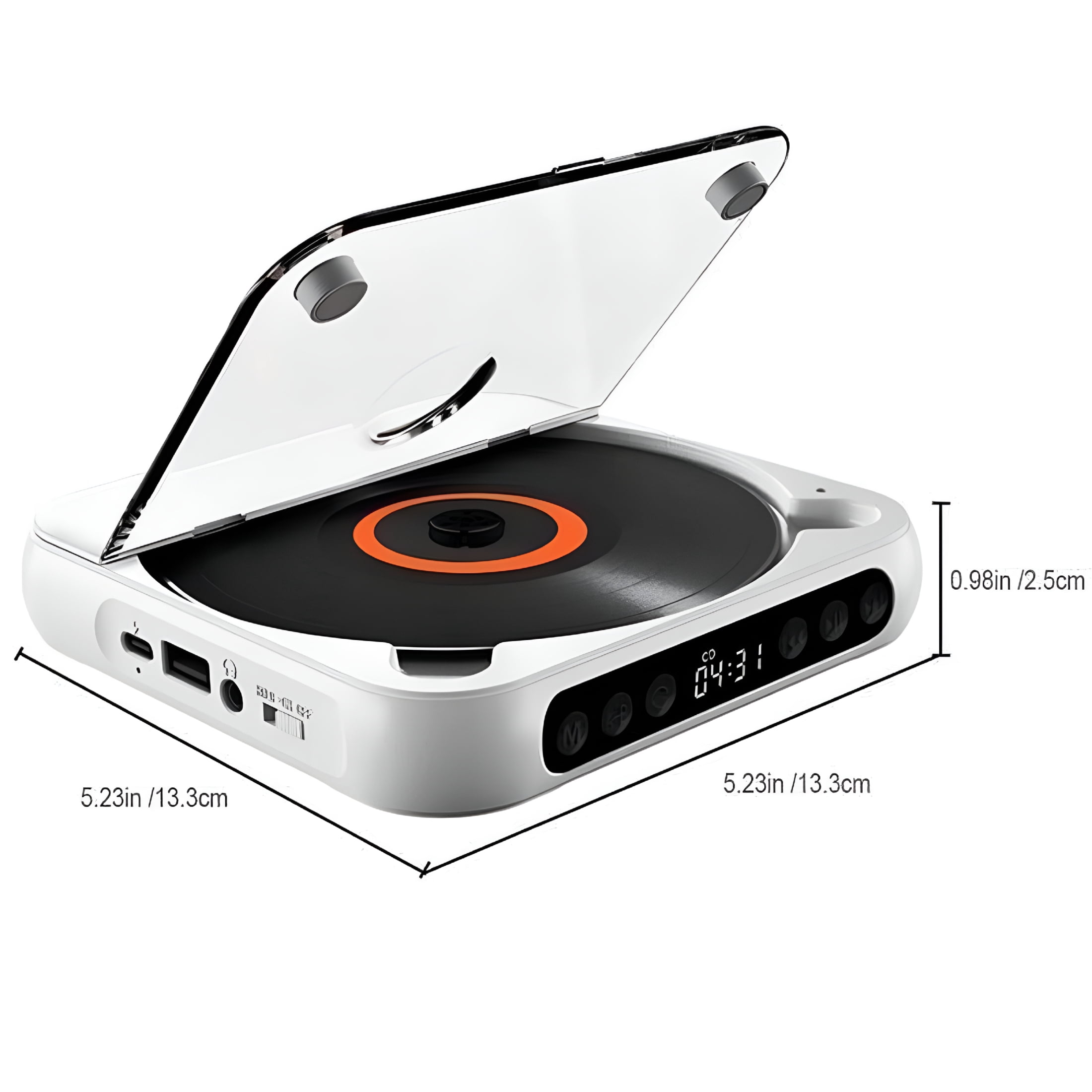 GJX 2026 New Portable Cd Player with Hifi Sound,Rechargeable Battery,Lcd Display-Compact,Lightweight 280G,Supports Aux/Usb,6-Hour Playtime,Type-C Charging,For Home&Travel