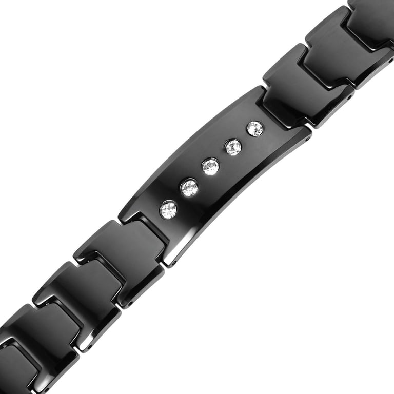 Elegant Black five magnetic and elastic sparkle Bracelet Set Elegant Black Solid Tungsten Link Bracelet with Magnet and 5  main image 4