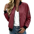 thumbnail image 3 of Perfectbot Women's Classic Bomber Jacket, Zip Up Lightweight Windbreaker with Ribbed Collar Cuffs Hem, 3 of 7