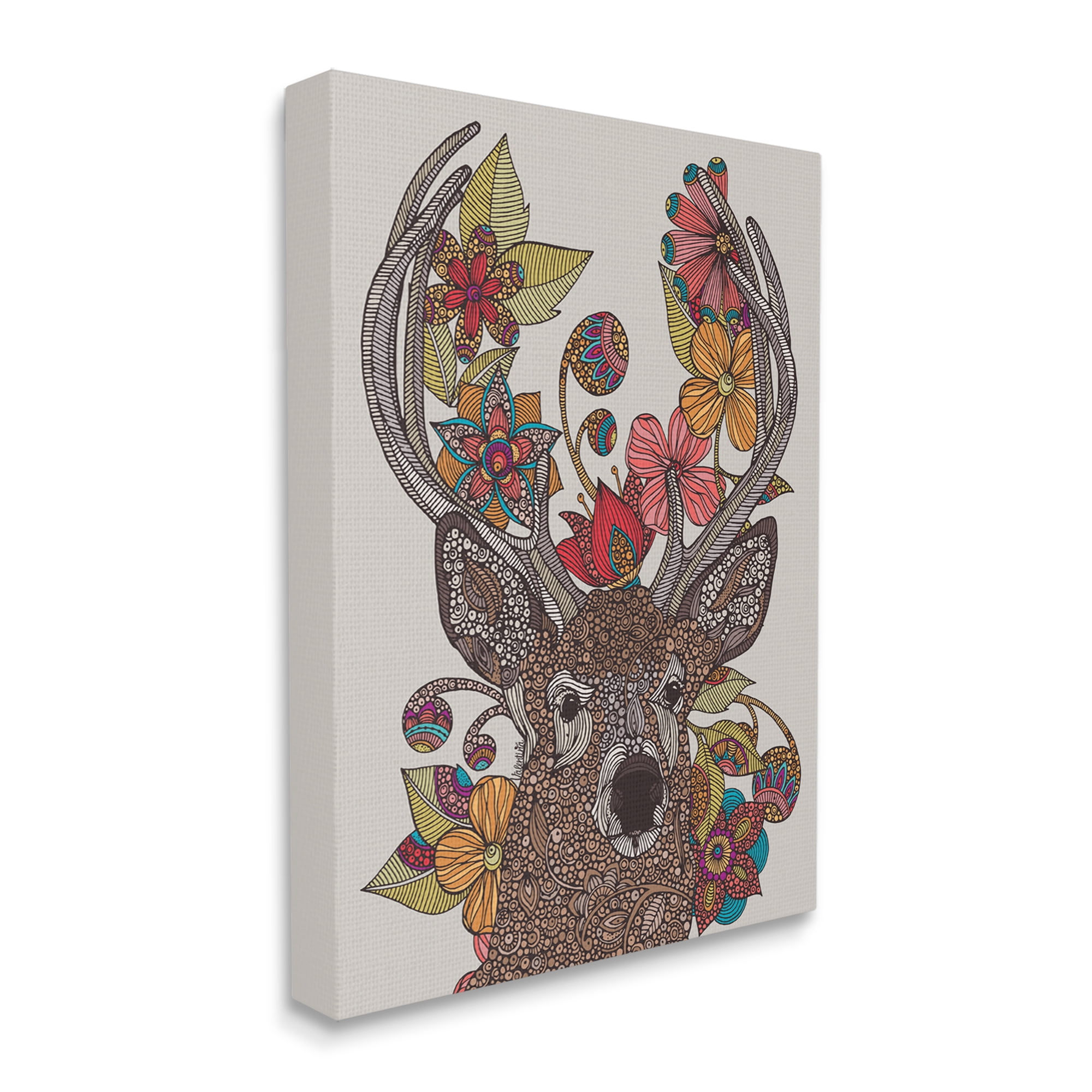 Stupell Industries Buck Deer Portrait Interwoven Flower Mandala Fractals Graphic Art Gallery Wrapped Canvas Print Wall Art, Design by Valentina Harper