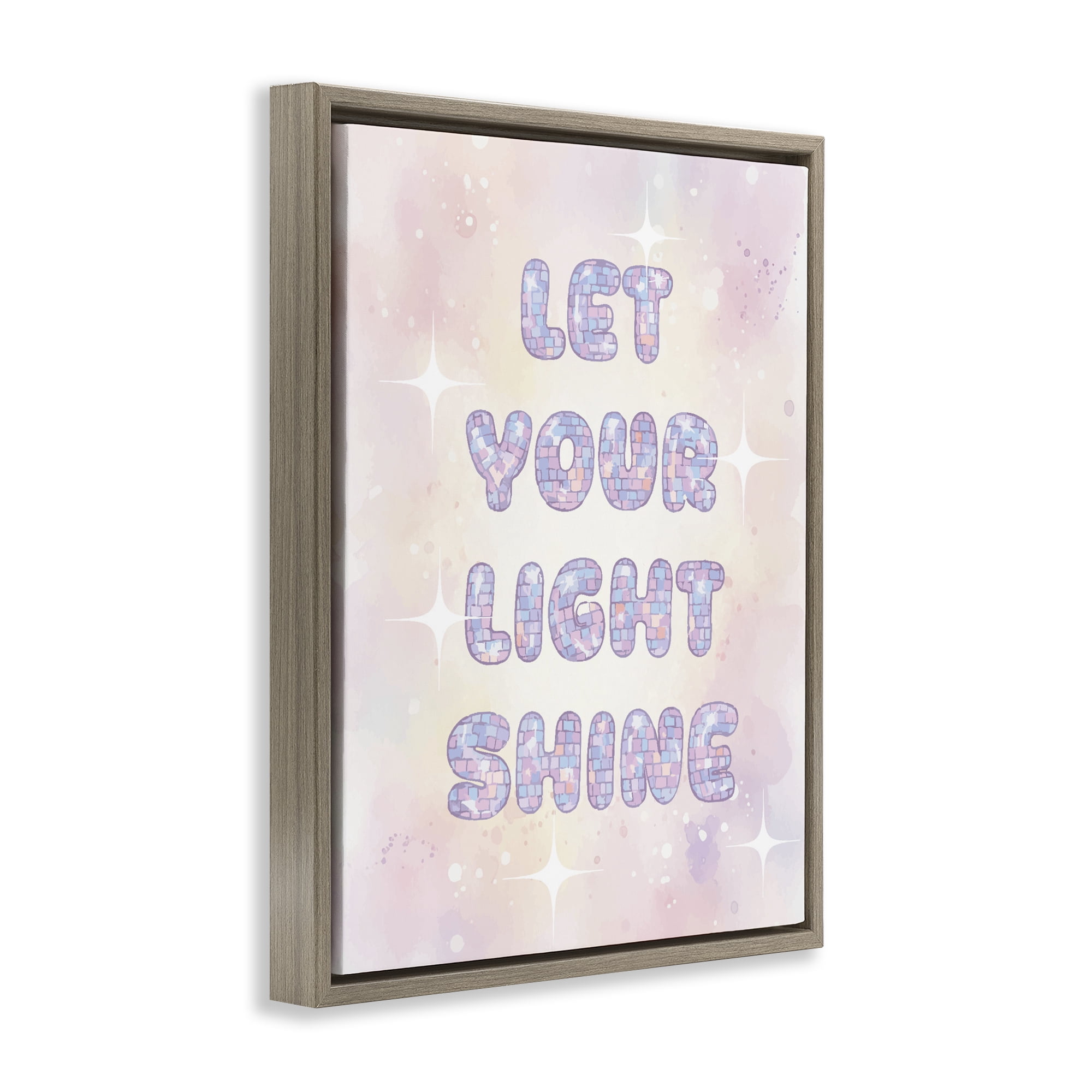 Stupell Industries Let Your Light Shine Pastels Brown Framed Floater Canvas Wall Art, design by Lil' Rue