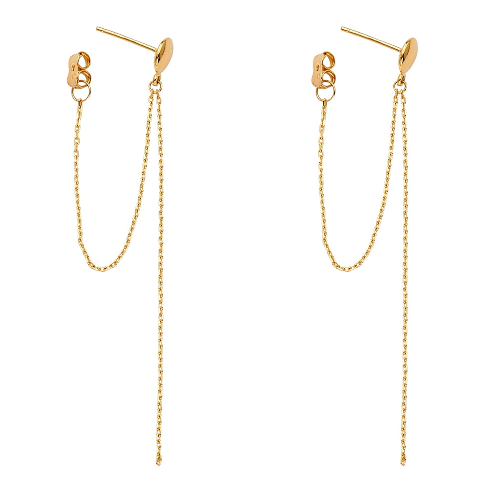 Solid 14k Yellow Gold Chain Hanging Chandelier Dangle Womens Earrings
