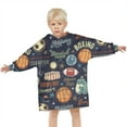 thumbnail image 3 of Navy Blue Baseball Football Pattern Blanket Hoodies for Kids 6-13YR Oversize Wearable Blanket Hoodies for Boys Girls Teens, 3 of 7