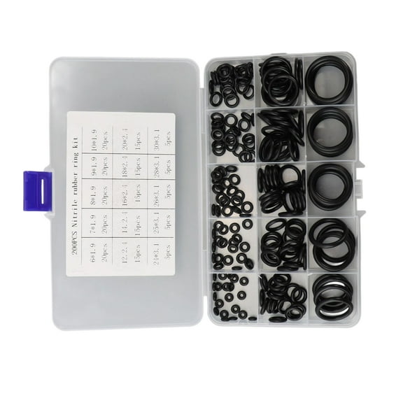 200Pcs Rubber O-Rings Assortment Set 15 Sizes Sealing Gaskets for Faucet, Auto Repair