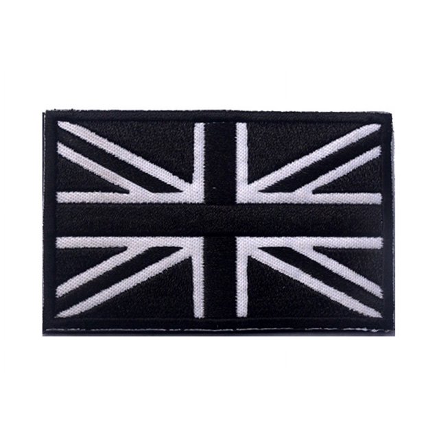 Parche táctico británico blanco y negro Union Jack bandera de Inglaterra emblema nacional de Gran Bretaña bordado para planchar o coser