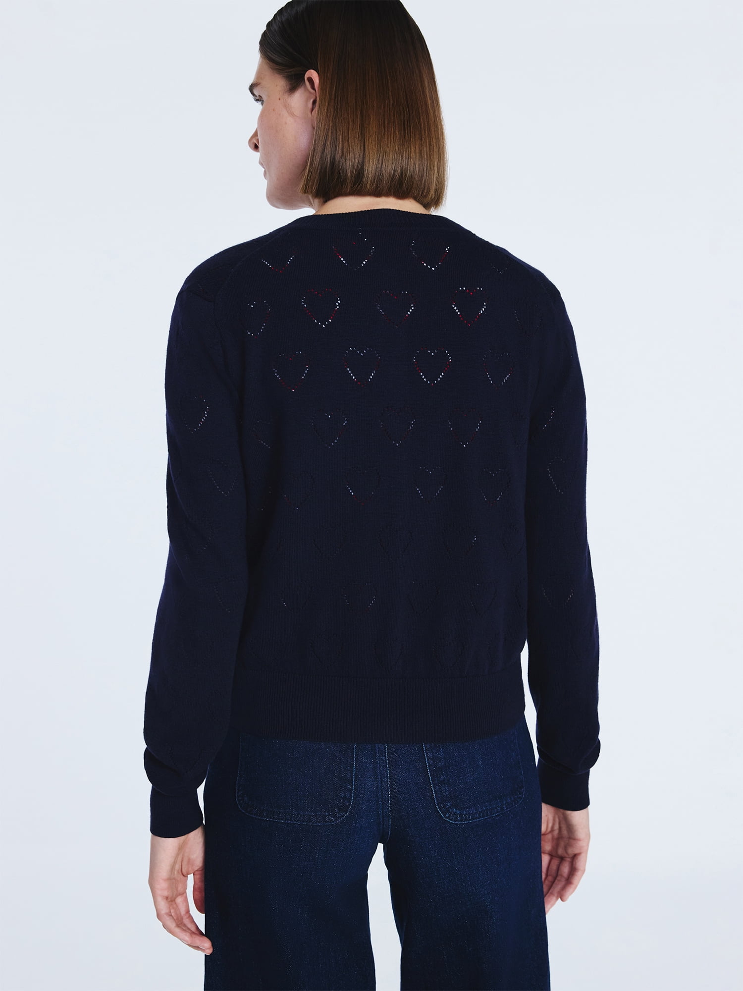 Free Assembly Women's and Women's Plus Heart Cardigan Sweater with Long Sleeves, Lightweight, Sizes XS-4X