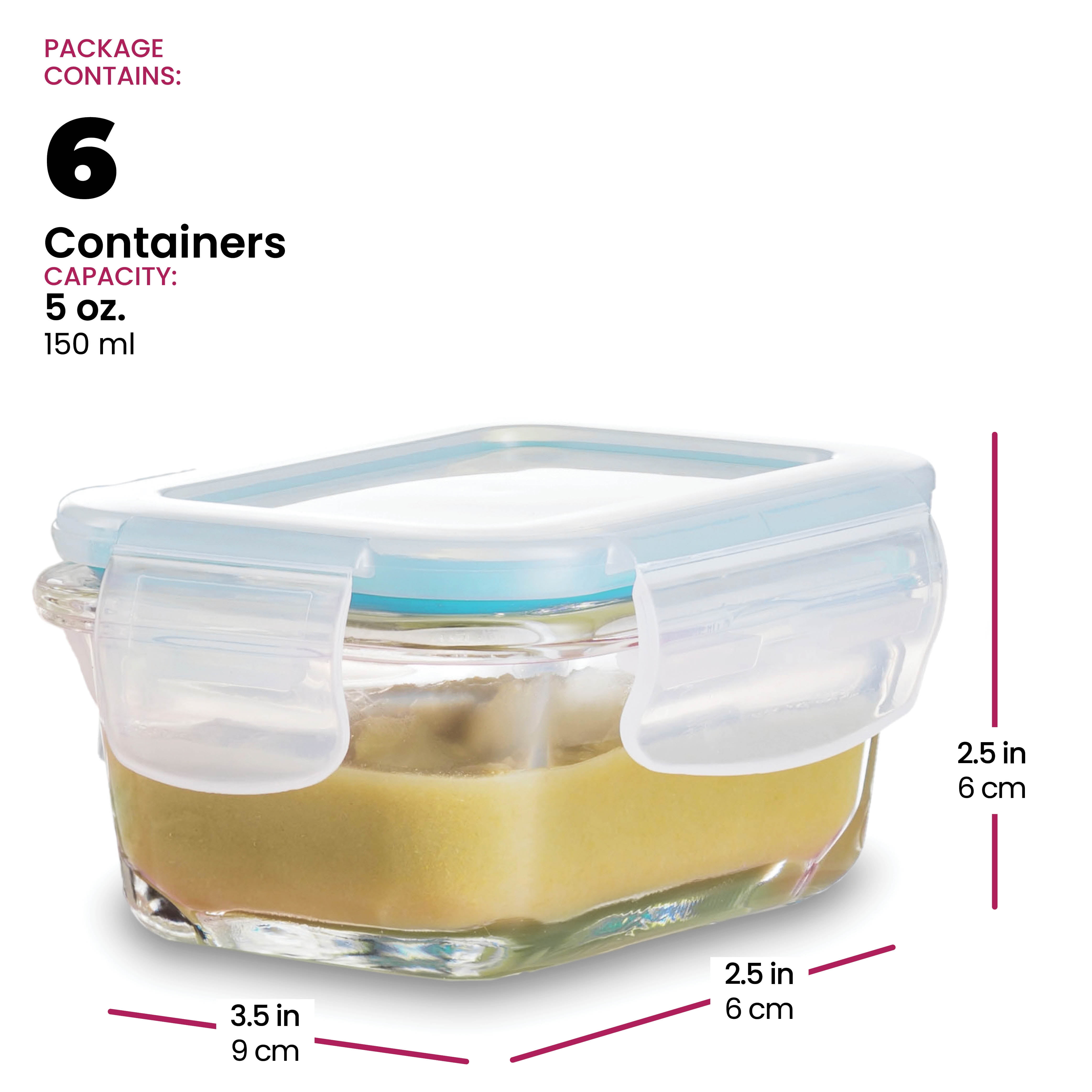 Biandeco Glass Baby Food Container with Bpa-free Locking Lid, On-the-go Lunch  Box for Snack, Food, Nuts, Spices, Glass Food Prep Storage (Rectangle 4.56  fl oz)