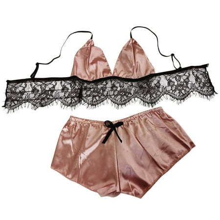 

Mrat Lingerie Sets Women Strappy Babydoll Bodysuit Ladies Strap Crochet Lace Cutout Teddy Lingerie Embroidery Gauze Underwear High Waist Sleepwear