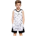 thumbnail image 4 of Toddler Boy Outfits Sporty Graphic Print Crew Neck Sleeveless Breathable Vest Top And Shorts 2 Piece for Sporty Wear Baby Boys' Clothing Sets White 3-4 Years, 4 of 4