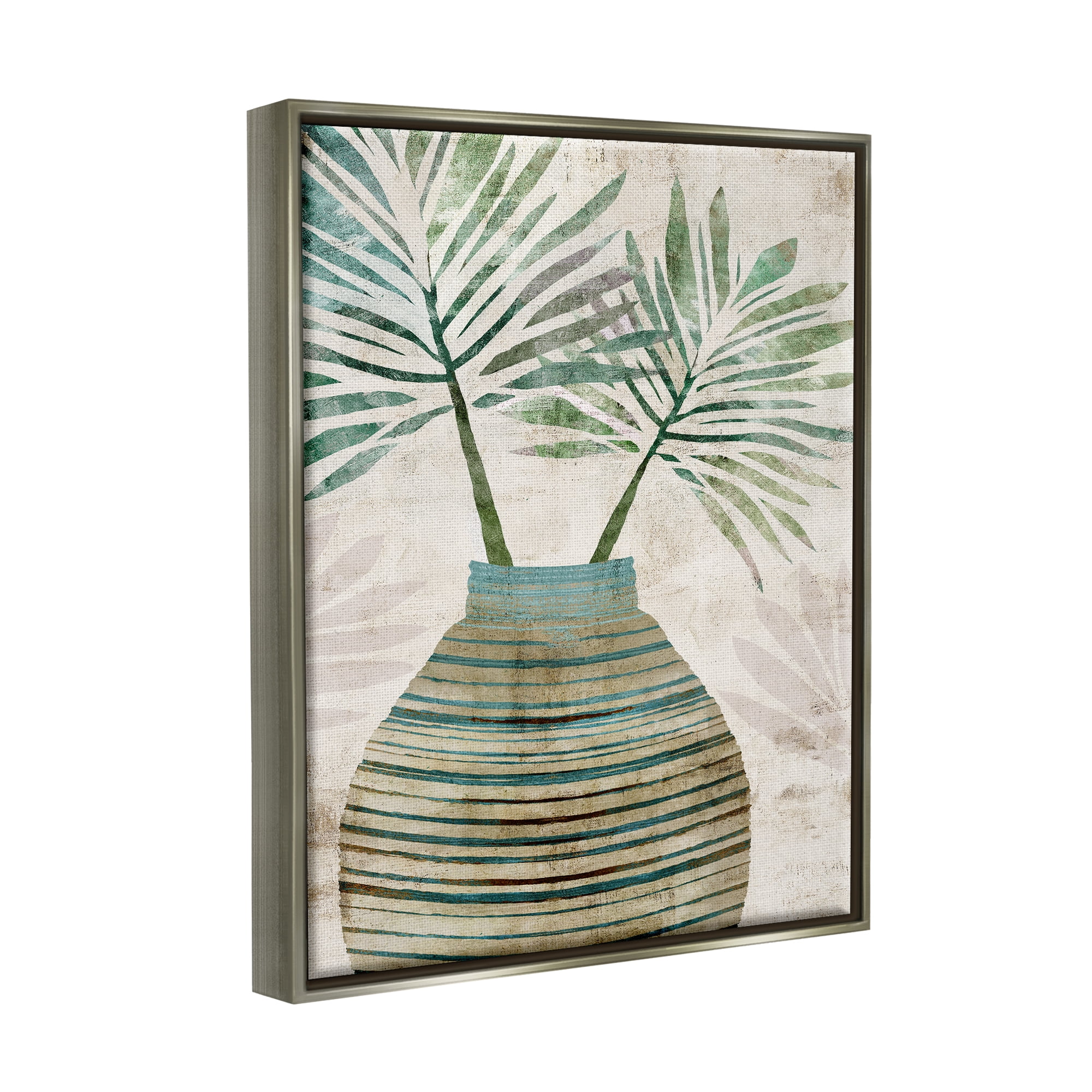 Stupell Industries Rustic Boho Botanicals Botanical & Floral Painting Gray Floater Framed Canvas Art Print Wall Art, 25 x 31