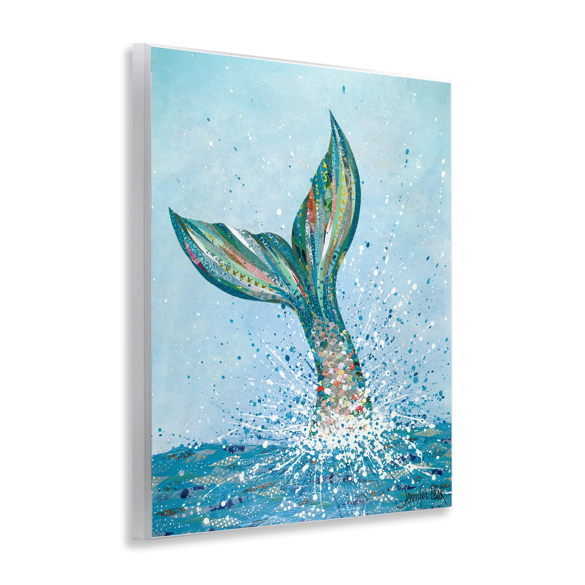 Stupell Industries Diving Mermaid Tail Fairy Tales & Fantasy Painting Unframed Art Print Wall Art, 11 x 14