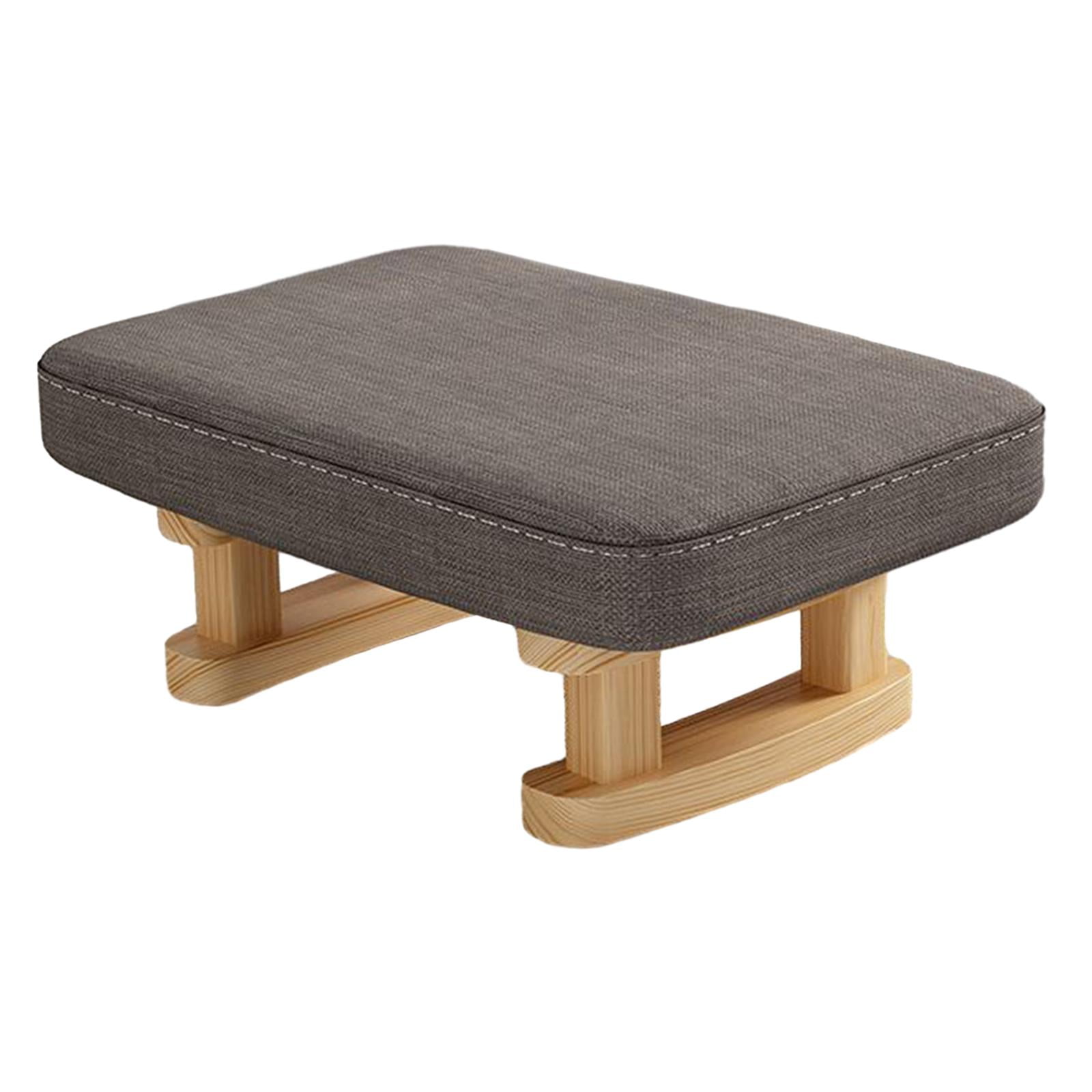 Foot Rest with Wooden Legs Small Ottoman, Multifunctional, Decorative Rectangle Step Stool Padded Foot Stool for Guest Room Bedroom Couch dark gray
