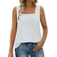 thumbnail image 2 of Aobny Womens Tops Trendy White Tank Top Plain Blouses Sleeveless Square Neck Fall Tops,M, 2 of 8