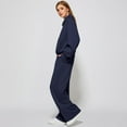 thumbnail image 4 of Huankd Womens 2 Piece Outfits Sweatsuit Set Oversized Half Zip Sweatshirt Wide Leg Sweatpants Lounge Set Tracksuit Dark Blue L, 4 of 6