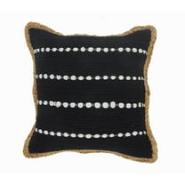 Ox Bay Ringo 18" x 18" Black/White Jute Bordered Striped Cotton Adult Decorative Throw Pillow