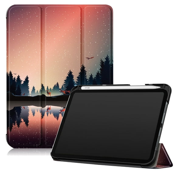 iPad Mini 6 Case with Pencil Holder, Allytech Folio PU Leather Anti-Scratch Viewing & Typing Stand Hard PC Shell with Soft Screen Protector Trifold Case for Apple iPad Mini 6 8.3" 2021, Dusk