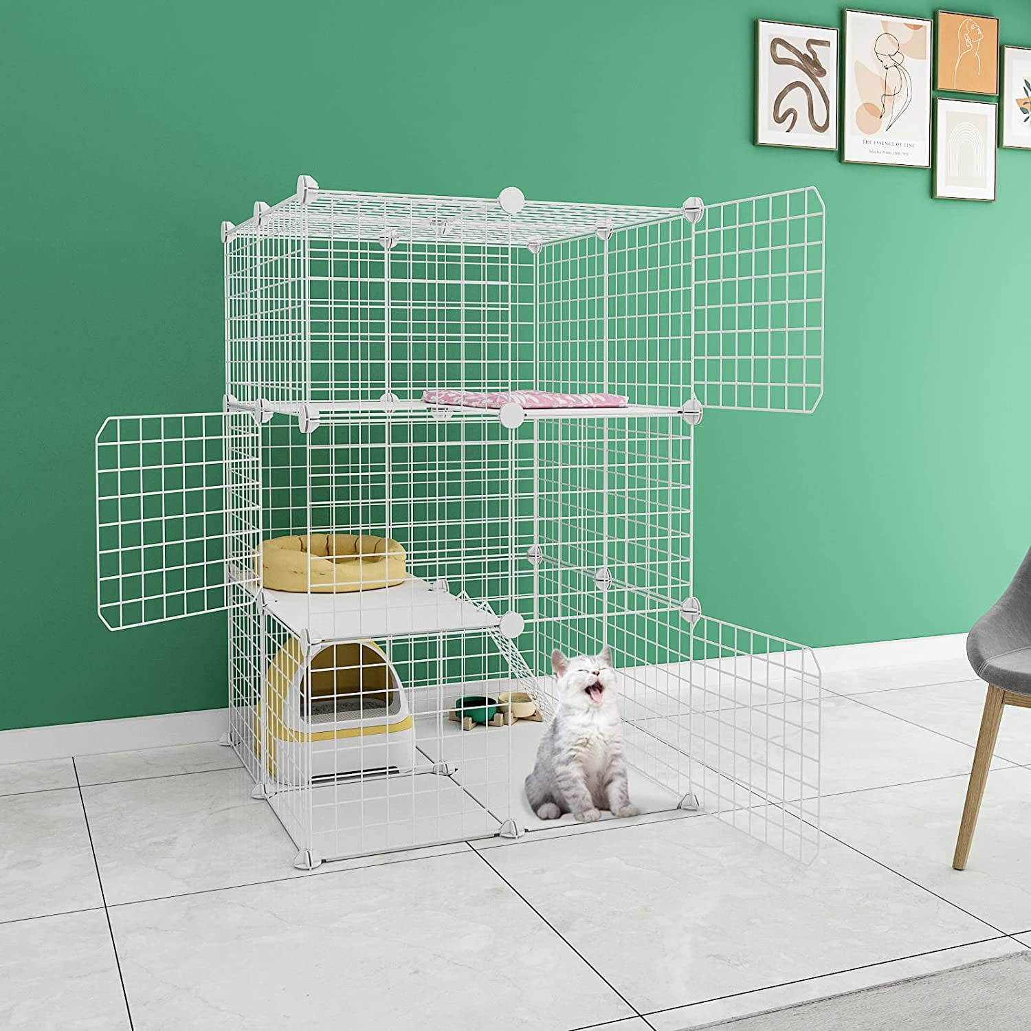 3Tier Cat Cage Indoor DIY Cat Playpen Detachable Metal Wire Kennels