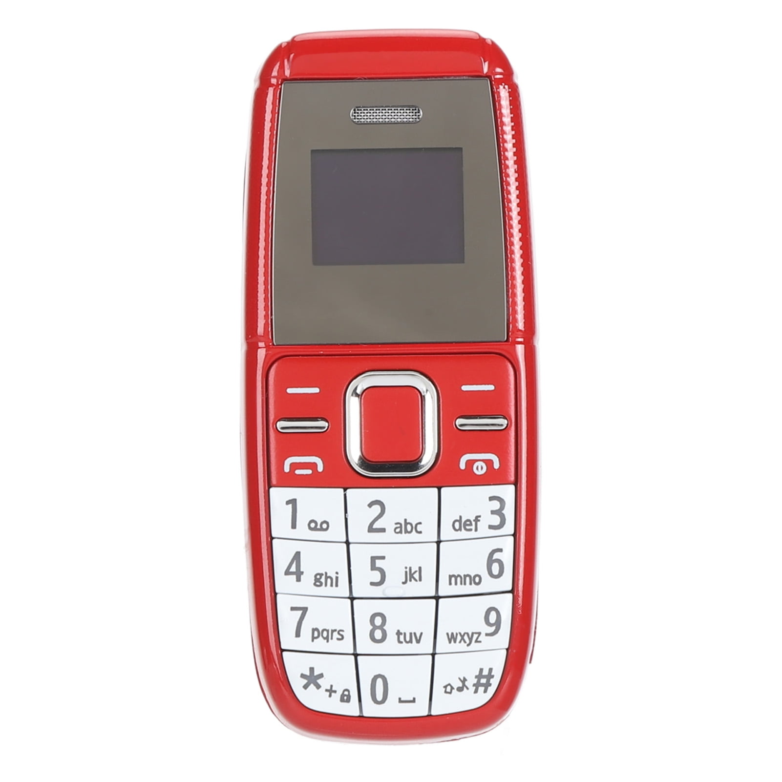 Unlocked Mini Button Phone with Dual SIM Card 2G GSM Low Radiation Backup Cell Phone (0.66 inches / 1.68 cm Display) - Red