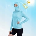 thumbnail image 7 of QATAINLAV Women's UPF 50+ Sun Protection Hoodie with Face Mask Summer Lightweight Outdoor UV Rash Guard Thumb Holes Long Sleeve Hiking SPF Shirts Light Blue XL, 7 of 7
