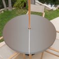 thumbnail image 6 of Round Outdoor Tablecloth with Umbrella Hole and Zipper, Brown Gray Ombre Fitted Table Cover with Elastic Edge for 45-54 Inch, Modern Gradient Abstract Art Waterproof Patio Tablecoths for Picnic, 6 of 9