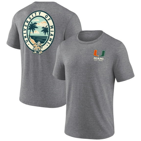 Men's Heather Gray Miami Hurricanes Region Outdoors Tri-Blend T-Shirt