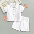 thumbnail image 2 of TOWED22 Toddler Boy Clothes Baby Boys Summer Outfits Patchwork Short Sleeve T-Shirt Shorts Set Summer Clothes Set 12M-5T(White,18-24 Months), 2 of 7