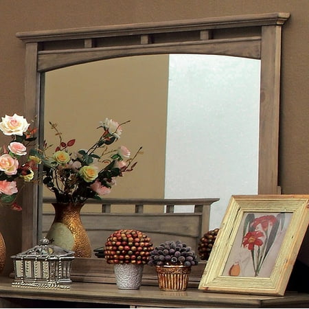 Oak Finish Butterfly Extension - Loxley Transitional Style Mirror In Weathered Oak Finish