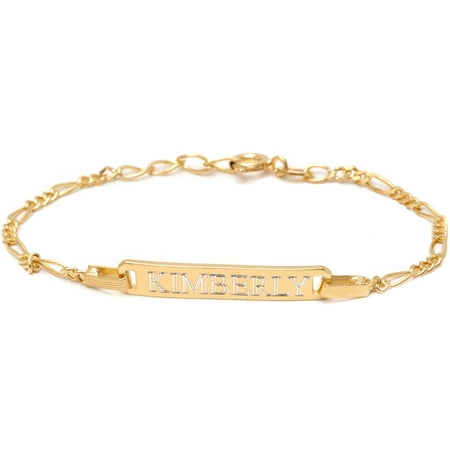 Pori Jewelers Italy Baby ID Plate Bracelet, 6" Figaro Chain