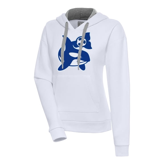 Women's Antigua White Seattle Sounders FC Orca Logo Pullover Hoodie