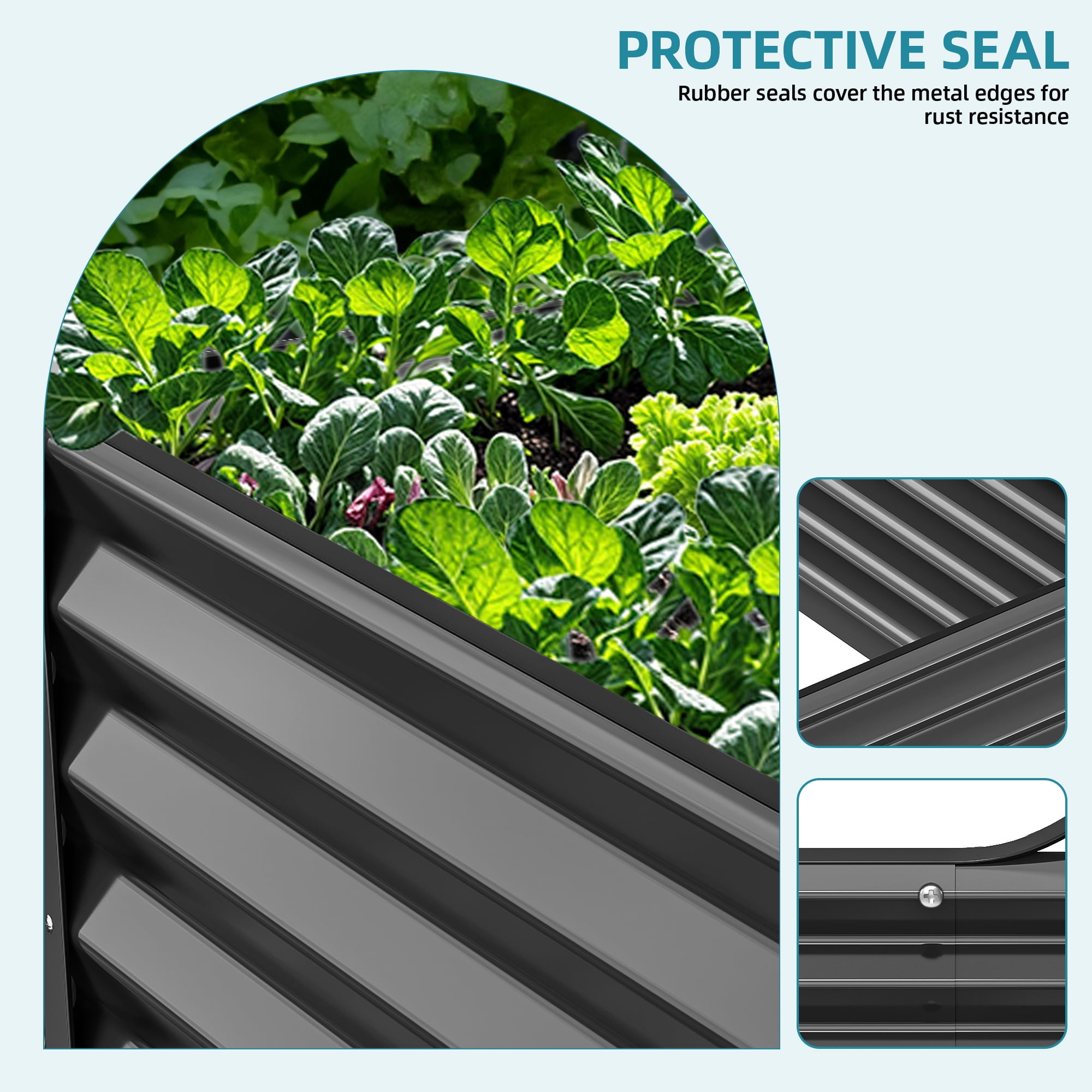 Uforic 2 Pack 8x4x1.5 ft Black Large Galvanized Raised Garden Bed Kit, Metal Planter Box with Gloves, Ground Nails & Support Rod, Outdoor Above-Ground Planter for Plants, Vegetables, and Flowers