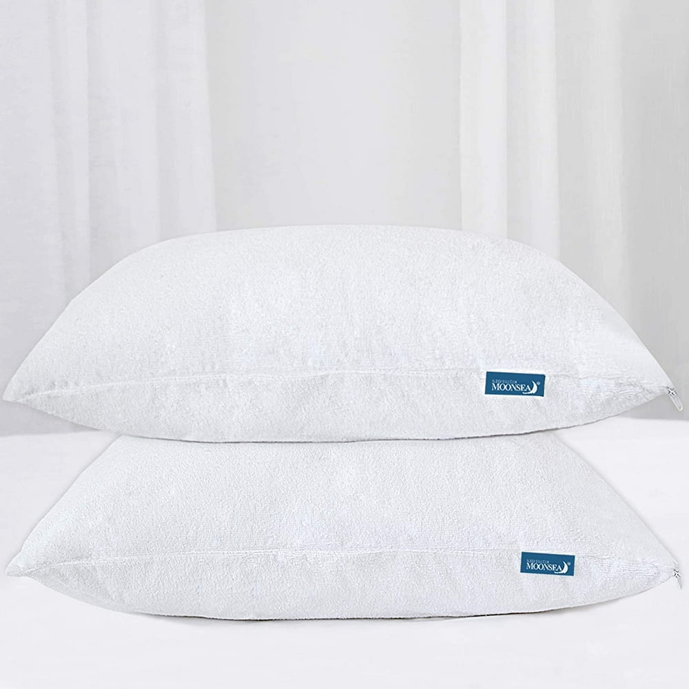 Moonsea Waterproof Zippered Pillow Protector， 2 Pack Queen Size 20" x