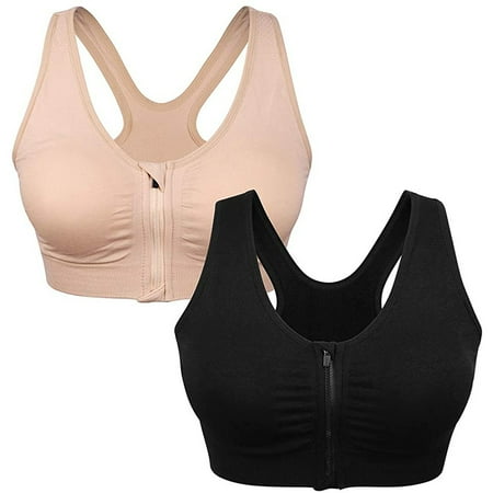 

Women s Zip Front Sports Bra Wireless Post-Surgery Bra Active Yoga Sports Bras
