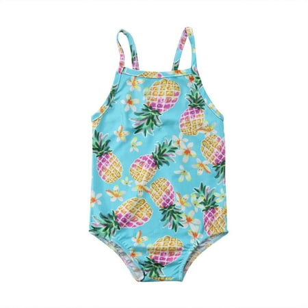 Toddler Baby Girl Pineapple Bikini Fruits Print Bathing Suit Strap Swimwear Backless Swimsuit Summer Toddler Beachwear