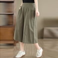 thumbnail image 5 of yeiolnoer Culottes for Women Casual High Waisted Capri Pants with Pockets Flowy Wide Leg Pant Fashion Clothing, 5 of 7