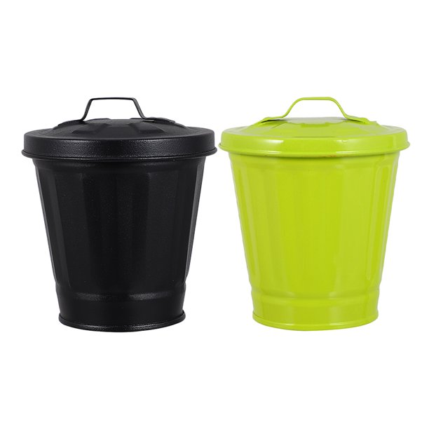 EeaseMX 2 cubos de basura de hierro para escritorio, pequeños cubos de basura para dormitorio.