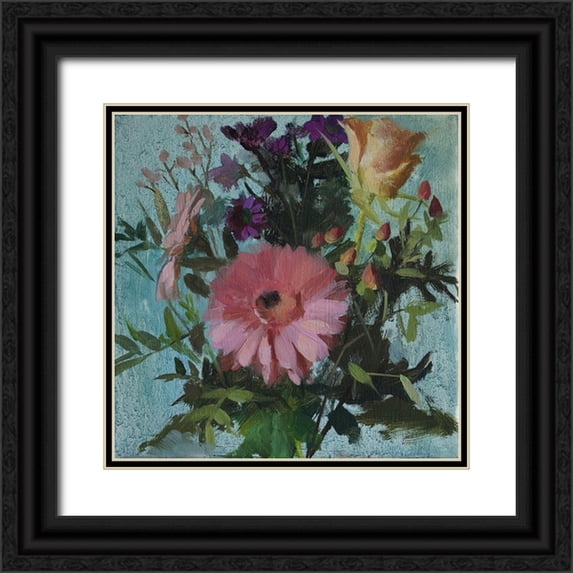 Strube, Ling 12x12 Black Ornate Wood Framed with Double Matting Museum Art Print Titled - Gerbera