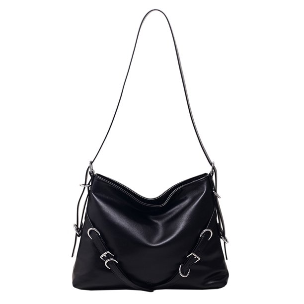 Bolsa bandolera de cuero PU, Bolsa de hombro sencillo a la moda, regalo de cumpleaños para niña (negro) Tmvgtek Para Estrenar