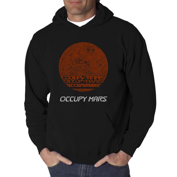 LA Pop Art Men's Word Art Hooded Sweatshirt - Occupy Mars