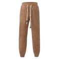 thumbnail image 5 of Men's Plush Belted Casual Pants - Cotton Solid Winter Trousers - Elastic Waist for Daily/Sports, 5 of 8