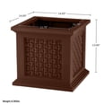 thumbnail image 4 of Pure Garden Outdoor Rattan Style Planter Box - 14.65-Inch Plant Pot, Brown, 4 of 7
