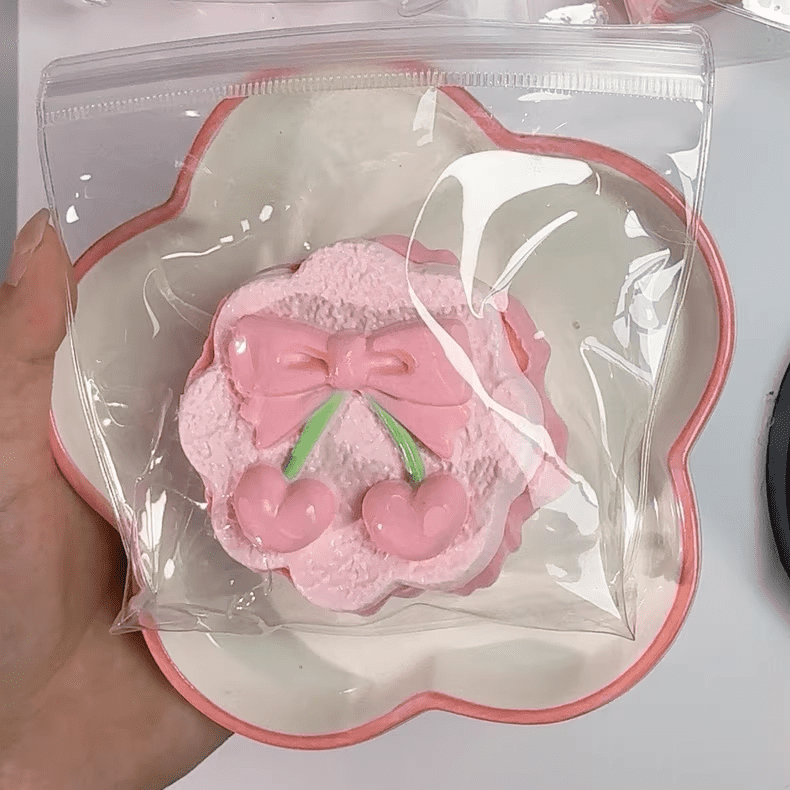 QDDLGRUI Taba Squishy Pink Kawaii Handmade Cherry