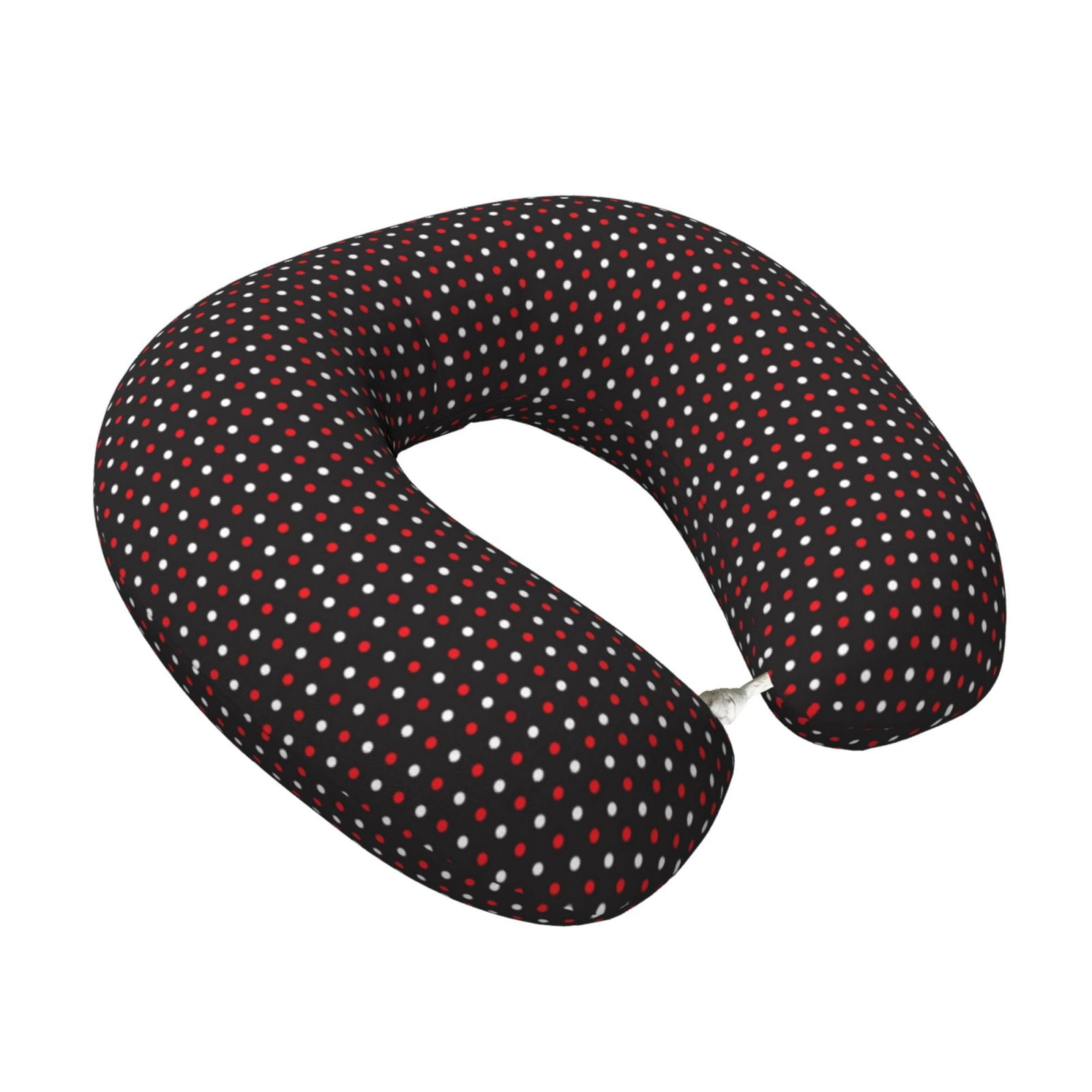 Xecao Red and white polka dots Print Memory Foam Cervical Neck Pillow Versatile U-Shaped Pillows for Home,Office,Camping,Travelling,Soft Washable Cover