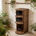 thumbnail image 7 of Fluted Narrow Nightstands with Sliding Tambour Doors, 3-Tier Slim Bedside Table with Open Shelf for Small Space, Walnut, 7 of 7
