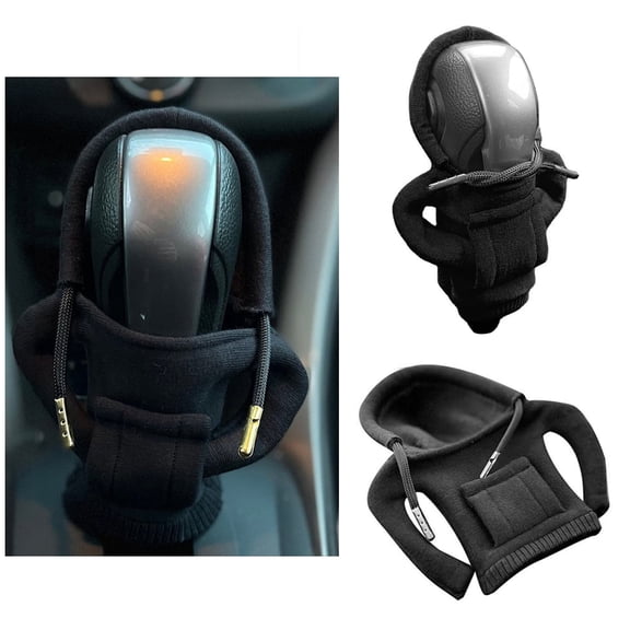 Leadwolf Car Gear Shift Cover Fashionable Sweater Desgin, Automative Shift Knob Cover Cute Hoodie Design for Car Gear Shifter Soft Gear Stick Cover Car Interior Accessories Black