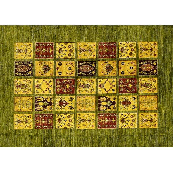 Ahgly Company Indoor Rectangle Abstract Yellow Modern Area Rugs, 6' x 9'