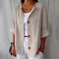 thumbnail image 1 of TaTaai Women's Summer Cardigan Top V-Neck Long Sleeve Linen Cotton Blend Button Front Loose Fit Casual Blouse Gift, 1 of 4