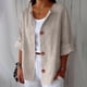 thumbnail image 1 of TaTaai Women's Summer Cardigan Top V-Neck Long Sleeve Linen Cotton Blend Button Front Loose Fit Casual Blouse Gift, 1 of 4