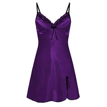 

ZNU Women Sexy Satin Chemise Lingerie Sleepwear Nightdress Cami Slip Dress Nightwear