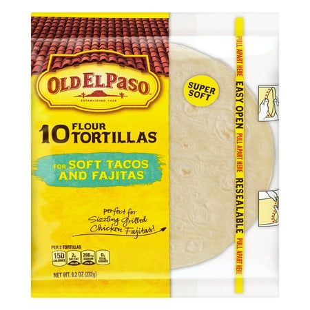 (3 Pack) Old El Paso Flour Tortilla Shells, 10 Count, 8.2